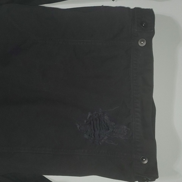 Hot Topic jacket men's size small black destructed denim unisex 100% Cotton - Picture 9 of 10